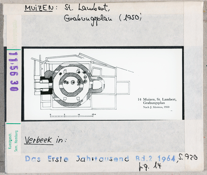 Vorschaubild Muizen: St. Lambertus, Grundriss und Grabungsplan 1950 